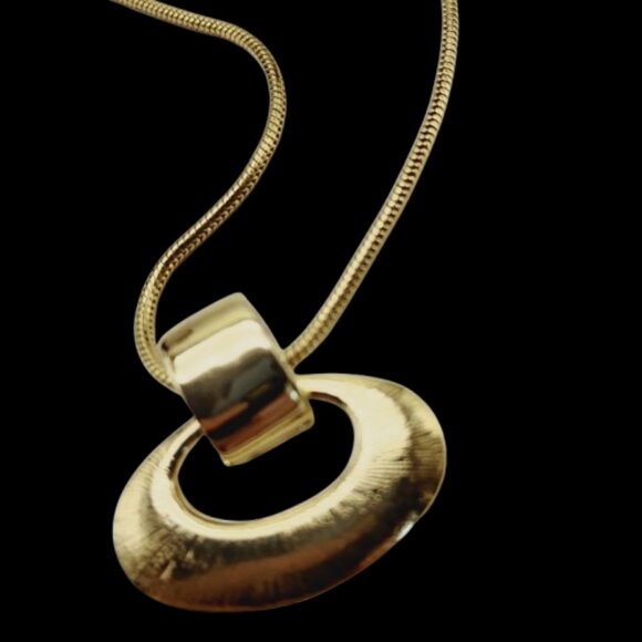 VTG Carolina Herrera Necklace Reversible Gold & Black Enamel Snake Chain Pendant - Picture 7 of 16